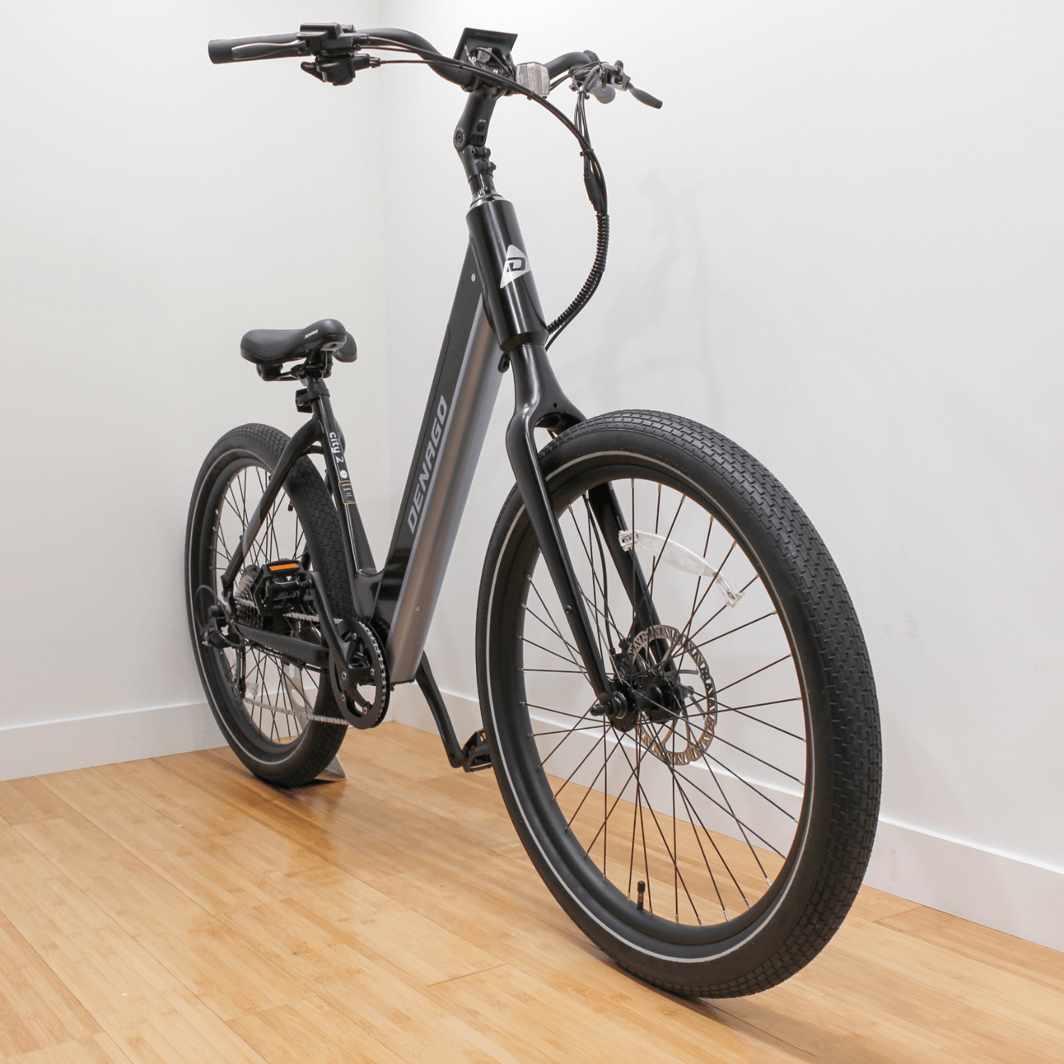 Denago - City 2 Step Thru - Black - 2 Front Quarter