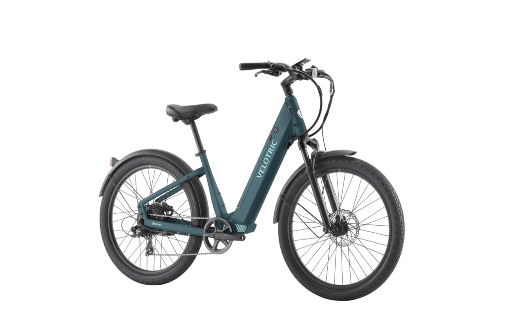 Electric bike with teal frame