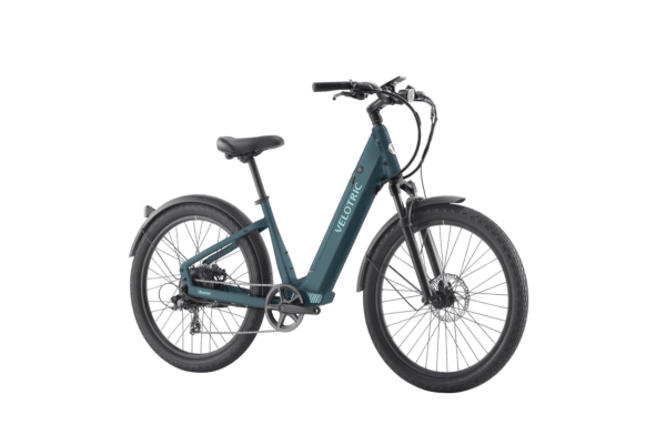 Electric bike with teal frame