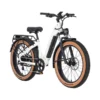Big_Sur_White_2_FullRes White electric bike with fat tires and rack.