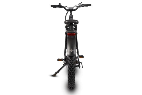 Rear view of black electric bike