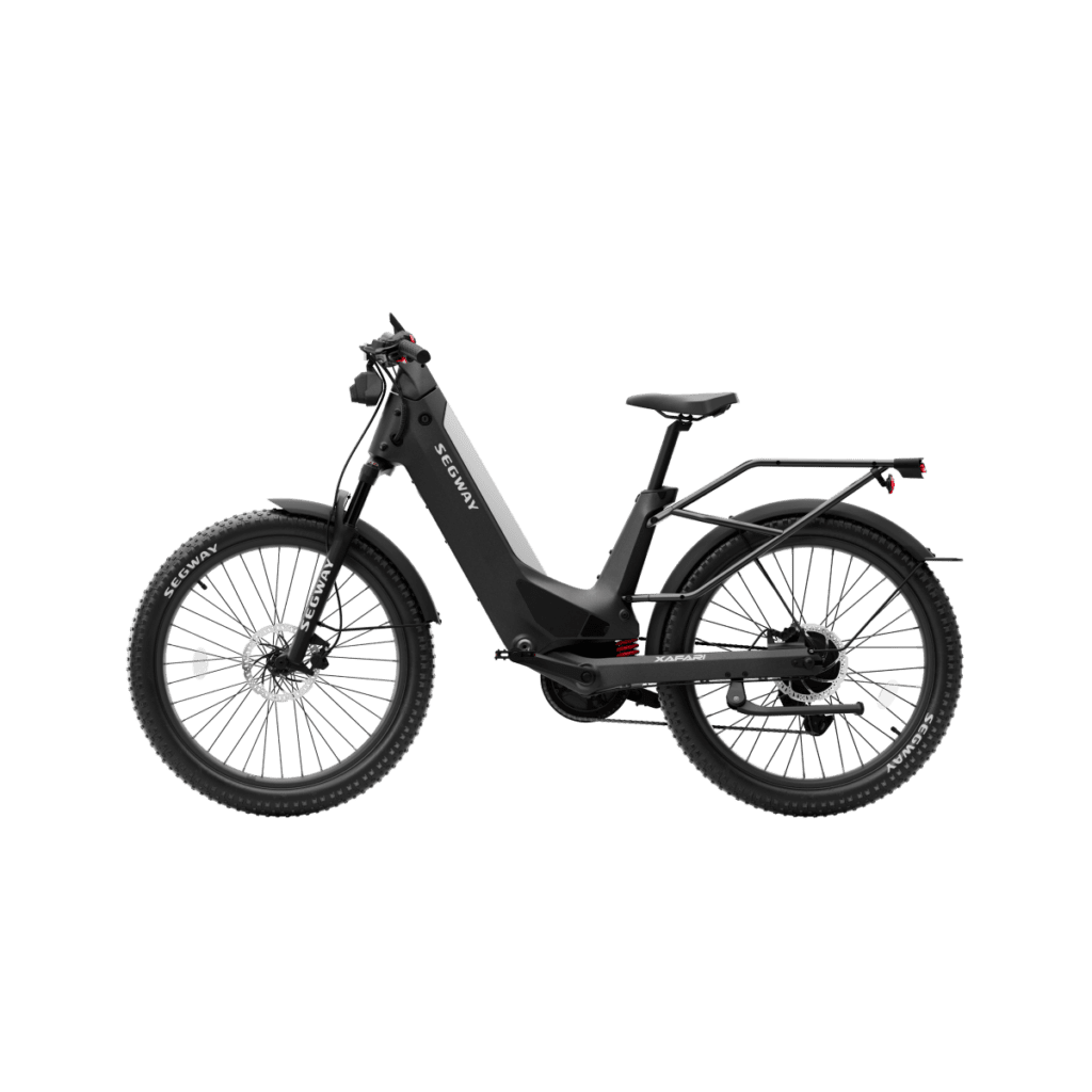 Black electric bike with step-through frame