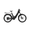 The Segway Xafari Electric Bike is black with thick tires, a sturdy frame, front suspension fork, rear rack, mid-drive motor, and integrated battery, shown in profile against a white background. The Segway Xafari Electric Bike is black with thick tires, a sturdy frame, front suspension fork, rear rack, mid-drive motor, and integrated battery, shown in profile against a white background.