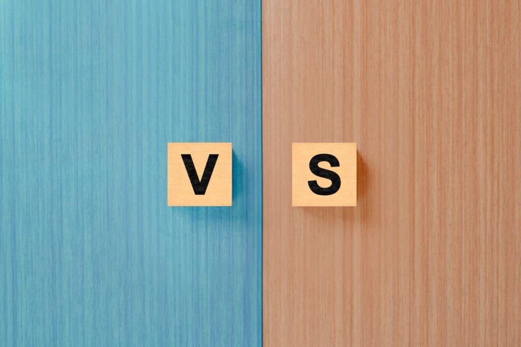 Wooden blocks with letters 'V' and 'S'