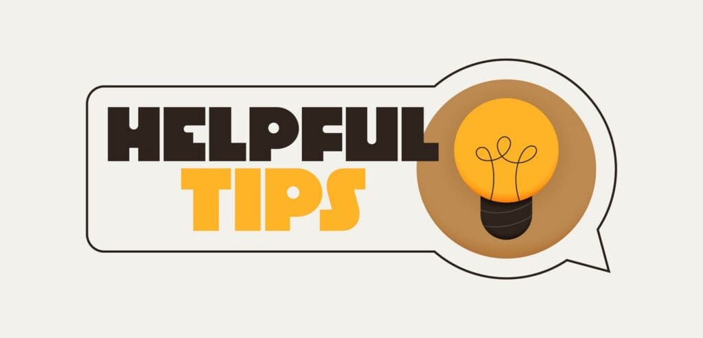 Helpful Tips text with light bulb icon